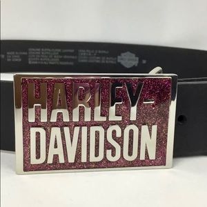 Harley Davidson Womens 99513-08VW Leather Black Belt Buckle 97722-06VW 2006